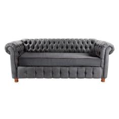 Imagem de Dois Sofás Chesterfield Capitone Luis XV 2M - Cinza Camurça / Decoraçã