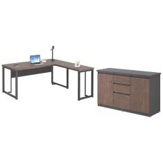 Imagem de Mesa Em L 1,8 Com Balcao Akrotiri Freijó Preto