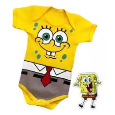Imagem de Roupa Body Bebê Bob Esponja Fantasia Mesversário para Criança Recém Na
