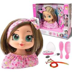 Imagem de Boneca Busto Infantil Kit Maquiagem Pentear Acessórios - Bee Toys