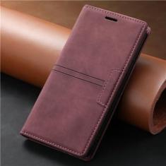 Imagem de Capa de telefone de couro ultrafino para Samsung Galaxy S9 S10 S20 FE S21 Plus S22 S23 Ultra Note 20 10 Capa magnética para cartão tipo carteira, vermelha, para Samsung S23 Plus