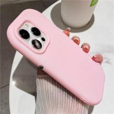 Imagem de Capa de telefone oval macia de silicone doce cor para iPhone 14 11 12 13 15 Pro Max XR XS X Capa de proteção à prova de choque, rosa, para iPhone 13 Pro