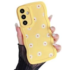Imagem de ZTOFERA Capa compatível com Samsung Galaxy A14 5G, moldura ondulada encaracolada exclusiva com estampa margarida, silicone líquido macio, antiimpressões digitais, à prova de choque, capa protetora