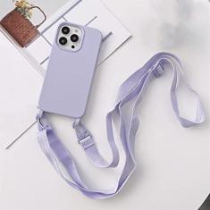 Imagem de Estojo macio de silicone líquido para cordão transversal de luxo para iPhone 13 12 Mini 11 Pro XR X XS Max 7 8 plus SE 2020 Capa para alça de ombro, roxo, para iPhone X