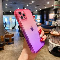 Imagem de Capa de telefone à prova de choque transparente gradiente para iphone 11 13 12 pro max xs max xr x 8 7 plus 13 12 pro 11 capa traseira transparente para iphone 12 mini