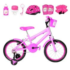 Imagem de Bicicleta Infantil Aro 16 Alumínio Kit Proteção Rosa E Pink
