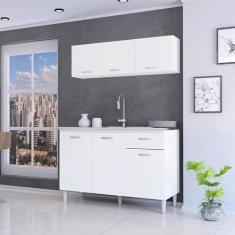 Imagem de Cozinha Modulada Alice 120cm Armário Aéreo E Balcão Para Pia Branca -