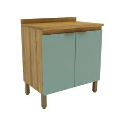 Imagem de Balcão de Cozinha Magnólia com Tampo 2 pt Mel e Verde