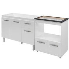 Imagem de Balcao Cooktop 5 Bocas E Pia 120cm Branco Mobbs - Moblis