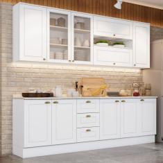 Imagem de Cozinha Compacta 7 Peças com Aéreo de Vidro Emily Henn Branco