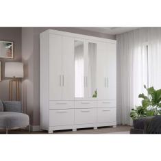 Imagem de Guarda Roupa Casal 6 Portas E 5 Gavetas C Espelho Porto Branco Panan