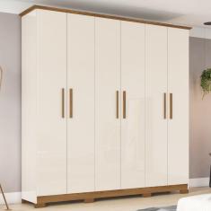 Imagem de Guarda Roupas Casal 6 Portas 3 Gavetas Colver Off White/Marrom