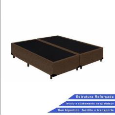 Imagem de Base Box Casal Bipartido Suede Marrom - 138X188x40 - Dmhope7
