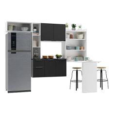 Imagem de Armário de Cozinha Compacta com Mesa Dobrável Sofia Multimóveis V2010 Branco/preto