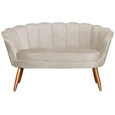 Imagem de Namoradeira Estofada 2 Lugares Para Sala Comercial Pétala Veludo Bege - LM DECOR