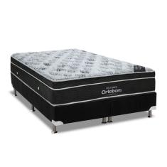 Imagem de Cama Box King: Colchão Molas Bonnel Ortobom Nanolastic Exclusive + Base crc Suede Preto(193x203)