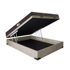 Imagem de Cama Box Baú Casal Colchão Espuma D33 + Box Suede Bege Serra Negra 62x138x188