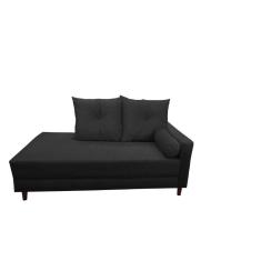 Imagem de Divã Recamier Berlim 1,60 cm Lado Direito Suede Preto
