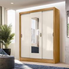 Imagem de Guarda Roupa Solteiro Moval Bolívia Freijó Off White Com Espelho