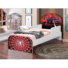 Imagem de Cama Infantil Mini Menino Adesivada Spider Man Branco - Jlb Moveis