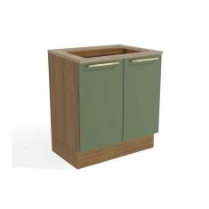 Imagem de Balcão De Cozinha Botanic M623 C/ 2 Portas P/Cooktop - Kappesberg Nogueira/Oliva/Nogueira - Kappesberg