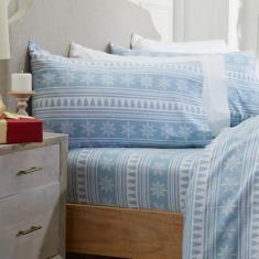 Imagem de Market & Place Jogo de cama solteiro de flanela 100% algodão | 3 peças de lençol de cama aconchegante de inverno com bolso profundo | Escovado duplo para maciez e conforto extra | Coleção Alpine