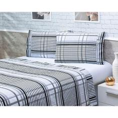 Imagem de Jogo Lençol 4 Peças Queen 1,98mx1,58mx25cm 100% Algodão 200 Fios Ponto Palito Losangos Cinza