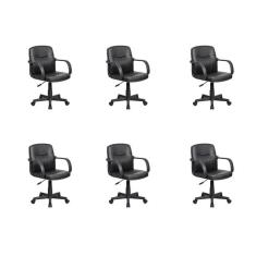 Imagem de Conjunto com 6 Cadeiras de Escritório Secretária Giratórias Clean 