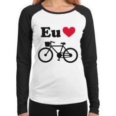 Imagem de Baby Look Raglan Eu Amo Bicicleta Manga Longa - Foca Na Moda