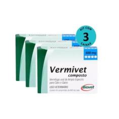 Imagem de Kit Vermífugo Vermivet Composto Biovet 600mg 4 Comp C 3 un.
