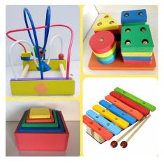 Imagem de Kit Com 4 Brinquedos Educativos De Madeira Primeira Infância