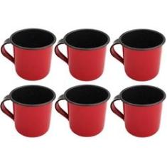 Imagem de Jogo 6 Xícaras Café Caneca Esmaltada 400ml Caneca de Agata Vermelho