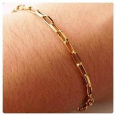 Imagem de Pulseira Masculina Ouro Amarelo Elo Cadeado 18k 750 Maciça