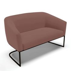 Imagem de Sofá Namoradeira 2 Lugares Base Industrial Preto Stella Veludo D03 - D'rossi Cor Rose