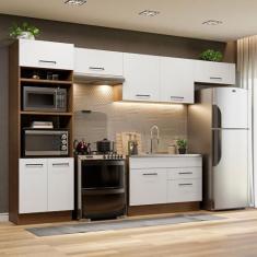 Imagem de Cozinha Completa Madesa Agata 350001 com Armário e Balcão (sem Tampo e Pia) - Rustic/branco