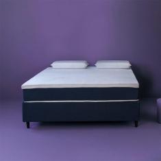 Imagem de Cama Box Queen com Colchão Mola Ensacada Guldi Macio e 2 Travesseiros Guldi Nasa Viscoelástico Azul e Branco