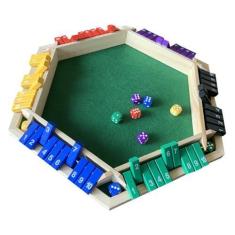 Imagem de Daconovo 1-6 jogadores fecham o jogo de dados da caixa, jogo de matemática de mesa de tabuleiro de madeira com 6 dados para crianças e adultos, piquenique, casa, festa ou pub