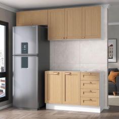 Imagem de Cozinha Modulada 3 Peças sem Tampo 2 Aéreos 1 Balcão Arizona Cabecasa Madeiramadeira Figueira