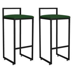 Imagem de Kit 02 Banquetas Altas Hanna Preto Suede Verde Musgo
