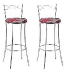 Imagem de Kit 2 Banquetas Cromadas Bc51-a E511 Cromado/Vermelho