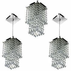 Imagem de Kit 1 Lustre Cristal Acr. Spark + 2 Pendentes Spark