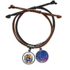 Imagem de DIYthinker Pulseira de couro com emblema nacional da Cidade do Vaticano com corrente de mão e céu estrelado