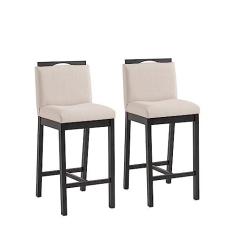 Imagem de Conjunto 2 Banquetas Estofadas Madeira Maciça Dani Preto Tec Algodão