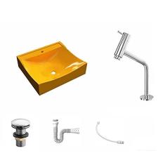 Imagem de Kit Cuba Q440 C/Torneira Pratika 1060 Metal + Válvula Click 1''G + Sifão Pvc + Flexível 