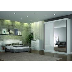 Imagem de Guarda Roupa Solteiro com Espelho 2 Portas 3 Gavetas São Paulo - Móveis Leifer -Branco