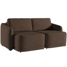 Imagem de Sofá Cama para Sala de Estar 2 Lugares 196cm Montserrat K01 Veludo Marrom - Lyam Decor
