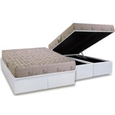 Imagem de Cama Box Baú Queen: Colchão Espuma D33 Herval Cannes + Base Crc Courano White(158x198)
