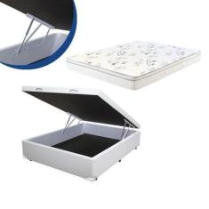 Imagem de Cama Box Baú Casal Colchão Espuma D33 Bordado + Box Sintético Branco 6
