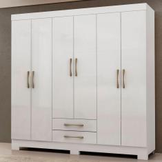 Imagem de Guarda-roupa Casal Escócia 6 Portas 2 Gavetas Branco - Maxel