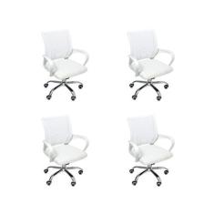Imagem de Kit 4 Cadeiras De Escritório Begonia Tela Mesh Ergonômica - Oficial We